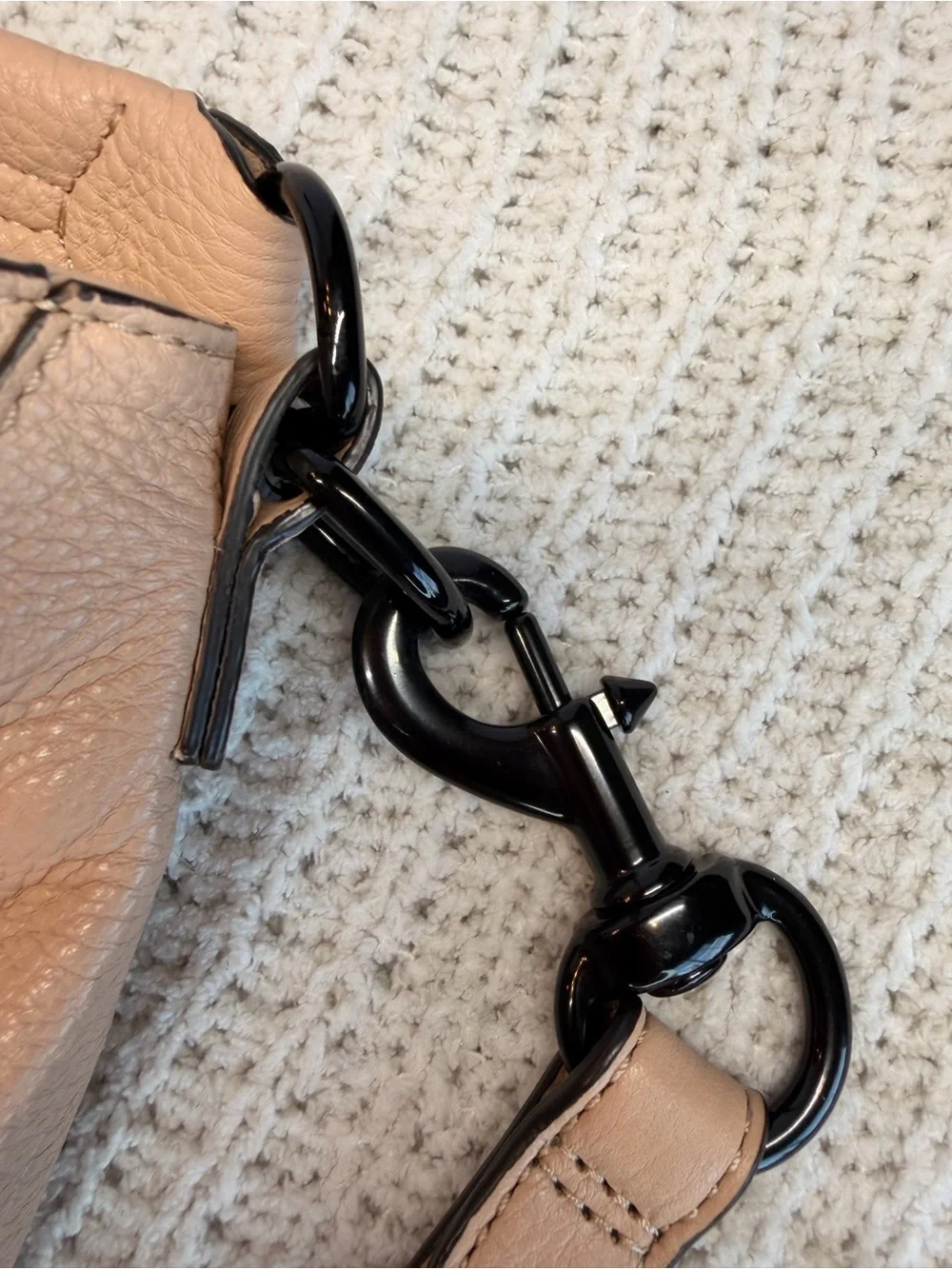 Rebecca Minkoff Pebbled Leather moto Hobo Bag in Light Beige